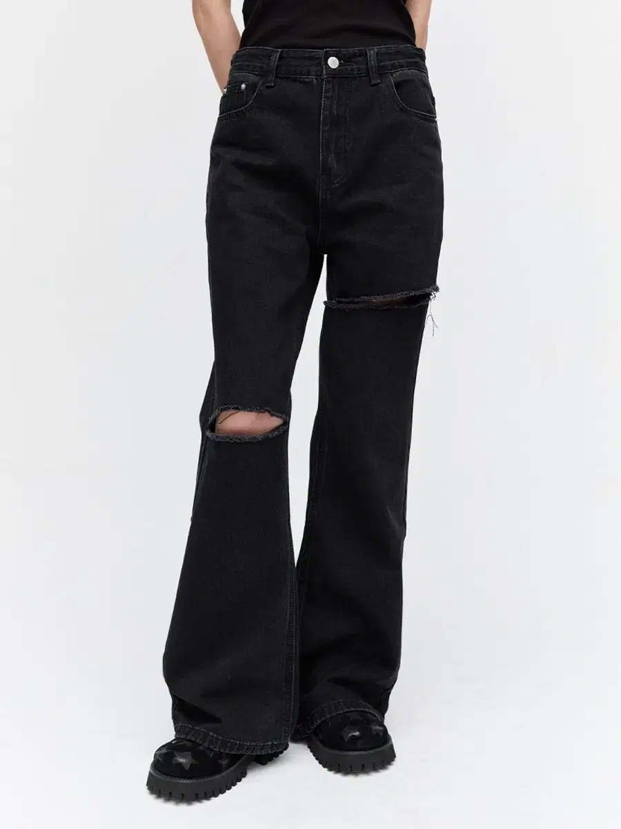 플리즈프로젝트 RELAXED BOOT CUT DENIM, BLACK M